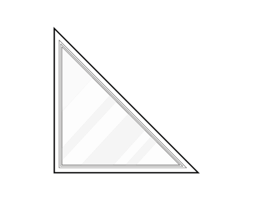 A black and white triangle with stripes on it.
